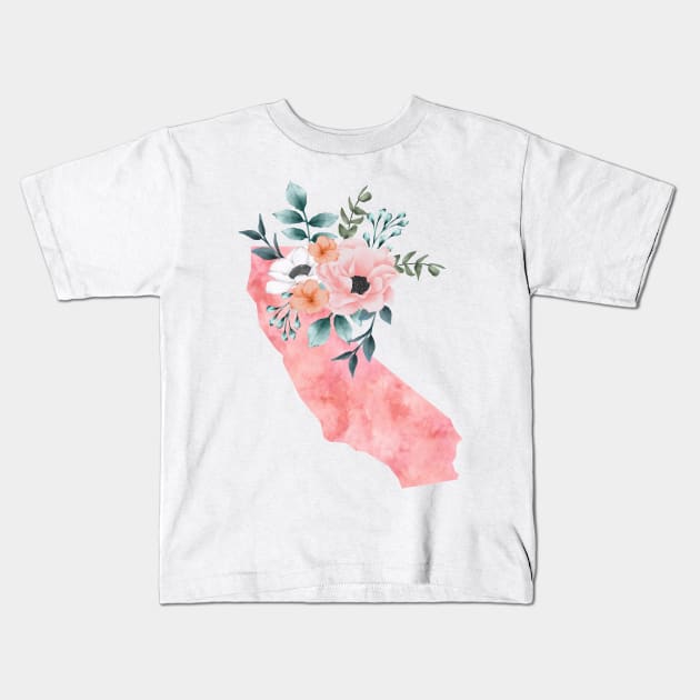 California Floral Kids T-Shirt by bloomnc